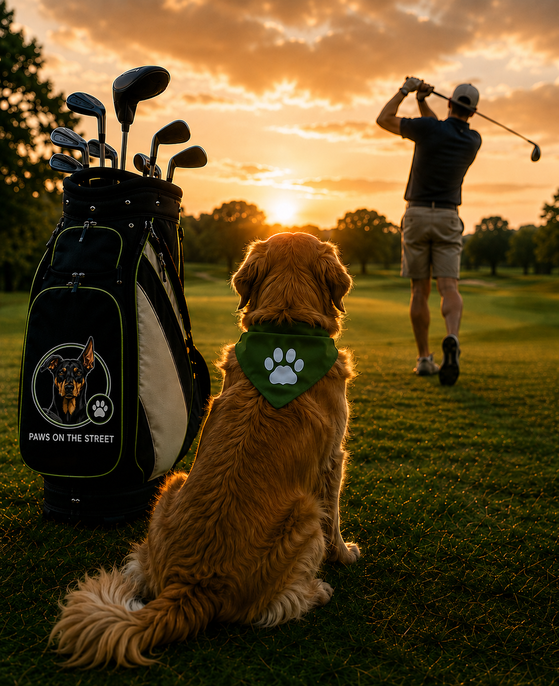 Golf tournament at sunset
