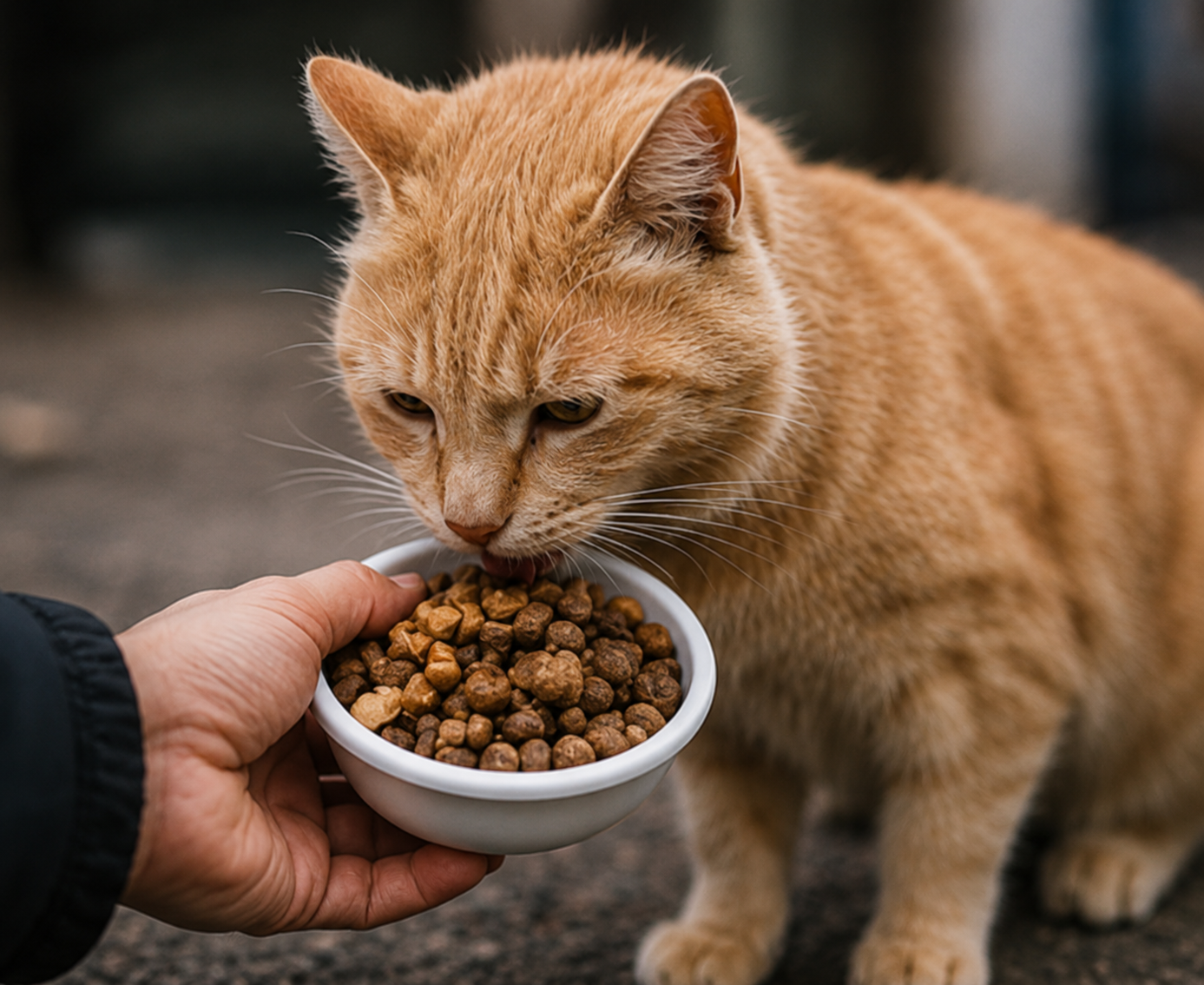 Cat being fed